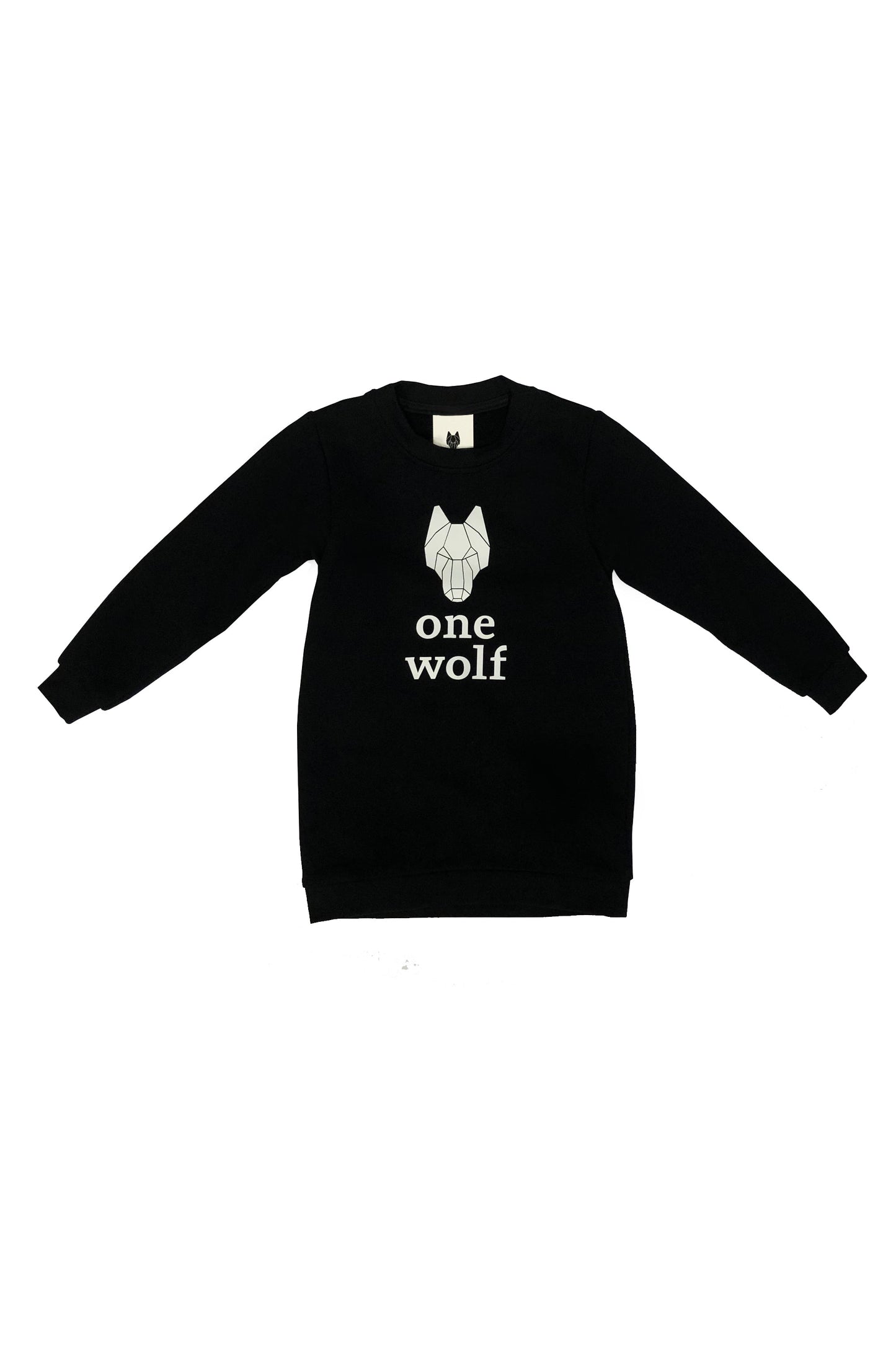 Kid's t-shirt ONE WOLF long sleeve black with white logo