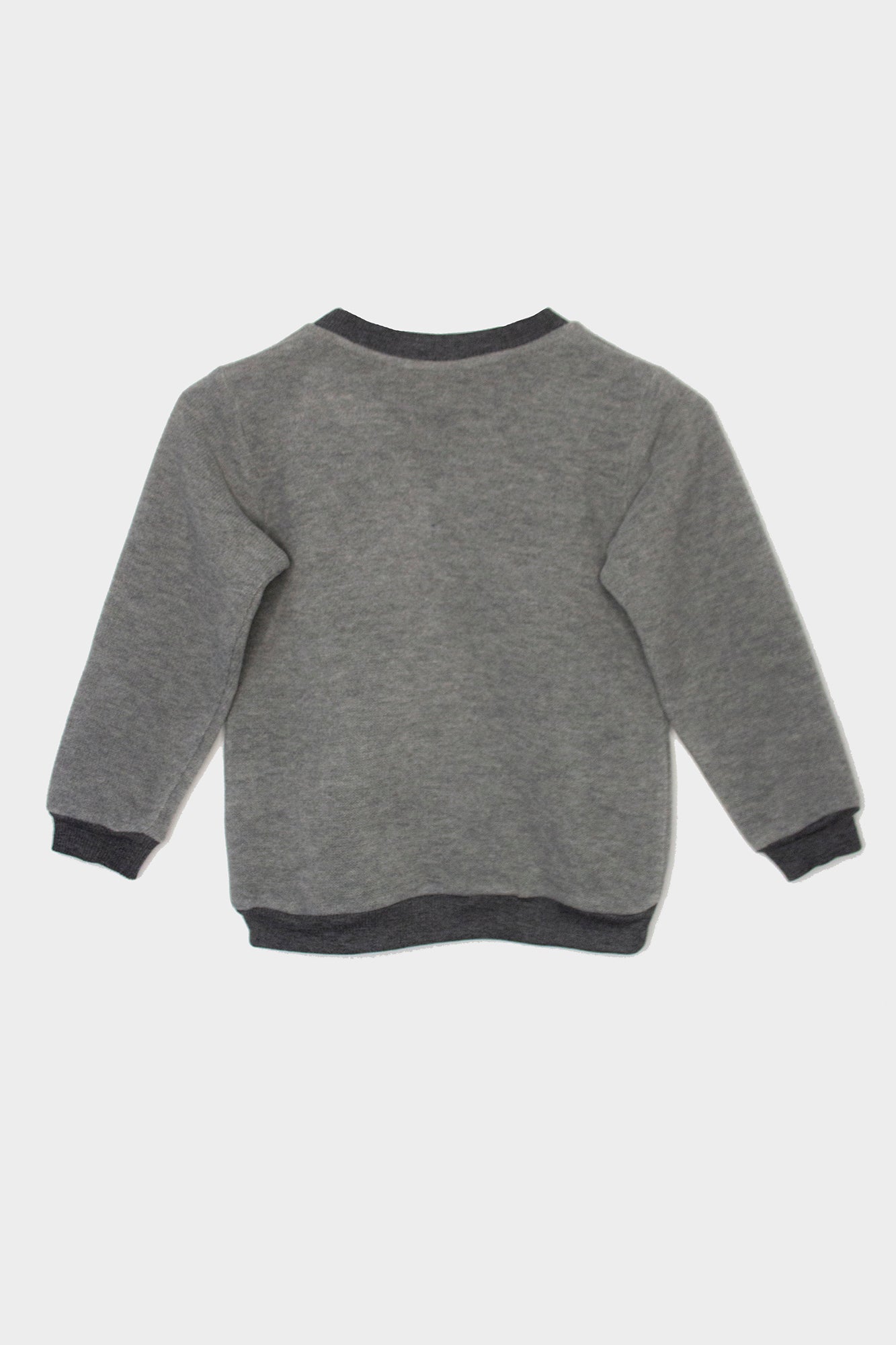 Kid’s knitted sweater One Wolf, grey with patch